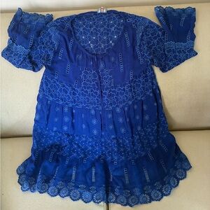 Johnny Was Royal Blue Embroidered Top